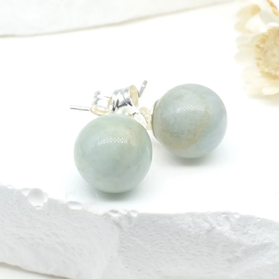 Boucles d'oreilles Aigue Marine argent 925 rondes – Sérénité et Communication Claire