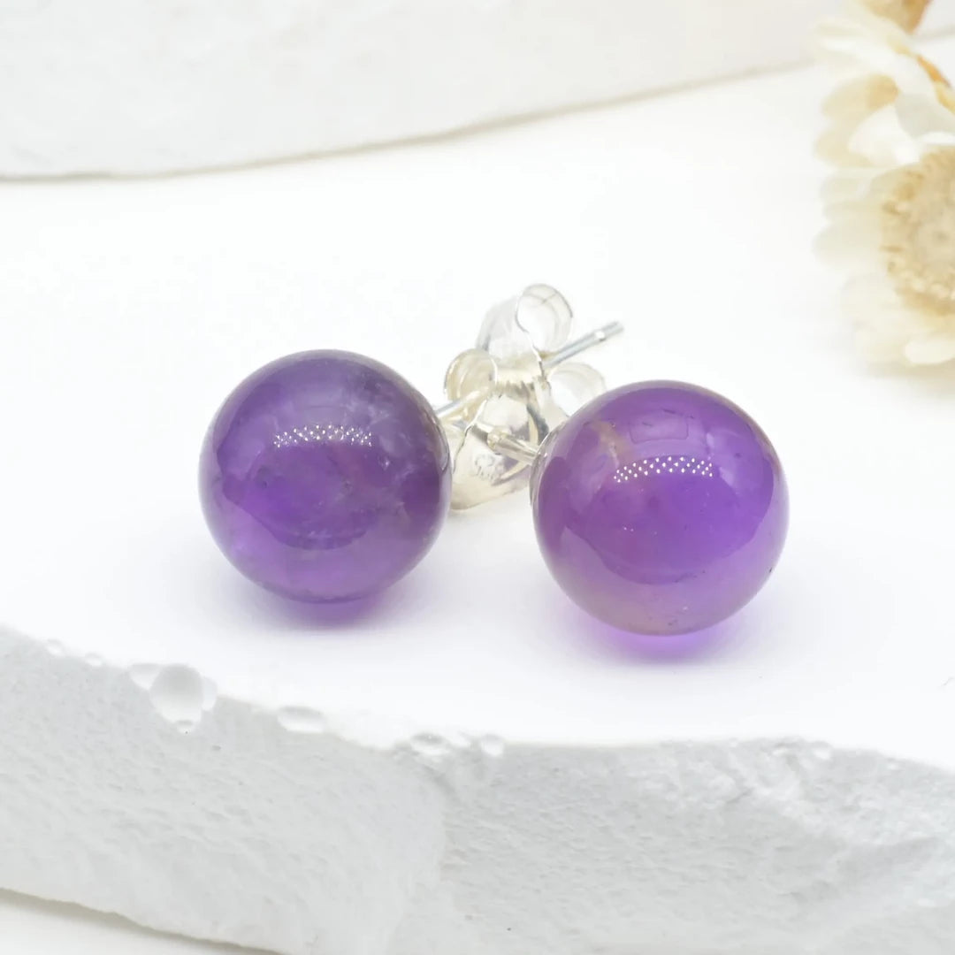 Boucles d'oreilles Améthyste argent 925 rondes – Sérénité et Protection Spirituelle