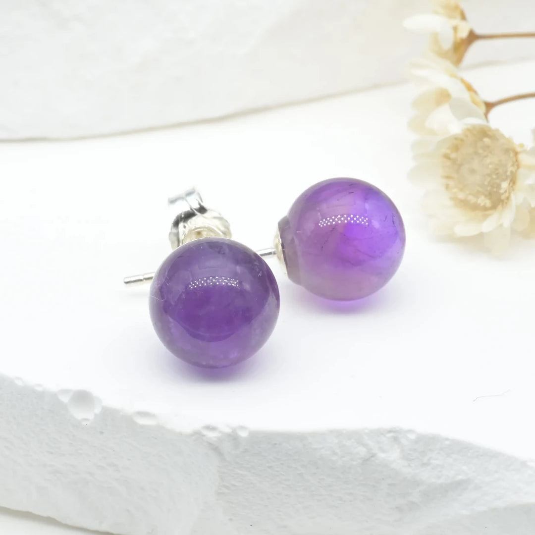 Boucles d'oreilles Améthyste argent 925 rondes – Sérénité et Protection Spirituelle