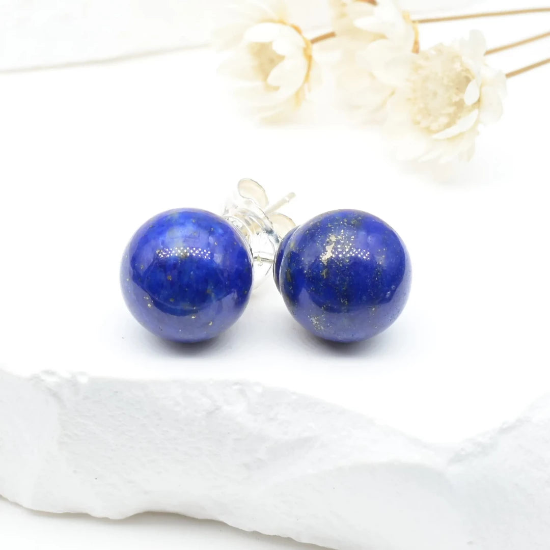 Boucles d'oreilles Lapis lazuli argent 925 rondes – Sagesse et Clarté Mentale