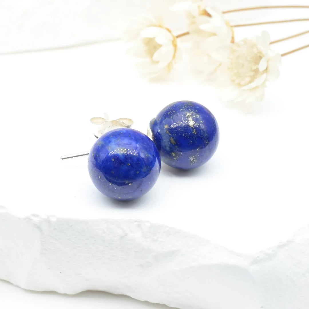 Boucles d'oreilles Lapis lazuli argent 925 rondes – Sagesse et Clarté Mentale