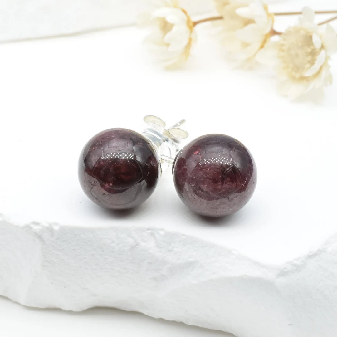 Boucles d'oreilles Grenat argent 925 rondes – Passion et Énergie Revitalisante