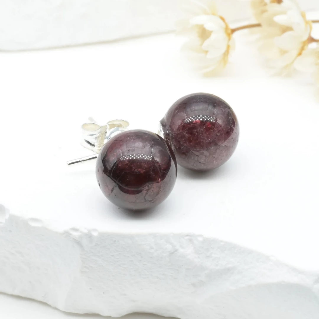 Boucles d'oreilles Grenat argent 925 rondes – Passion et Énergie Revitalisante