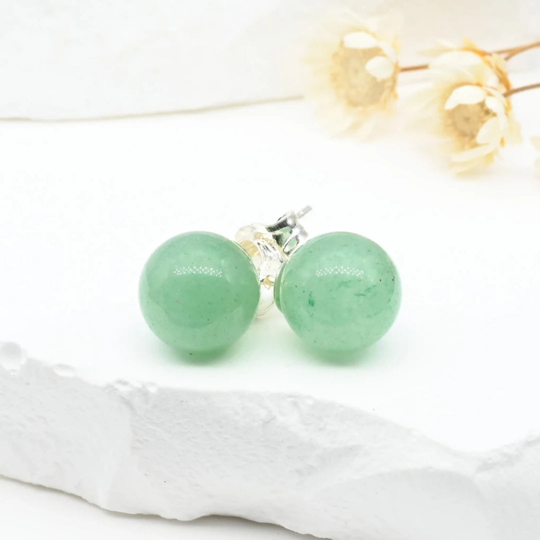 Boucles d'oreilles Aventurine argent 925 rondes– Prospérité et Équilibre Intérieur