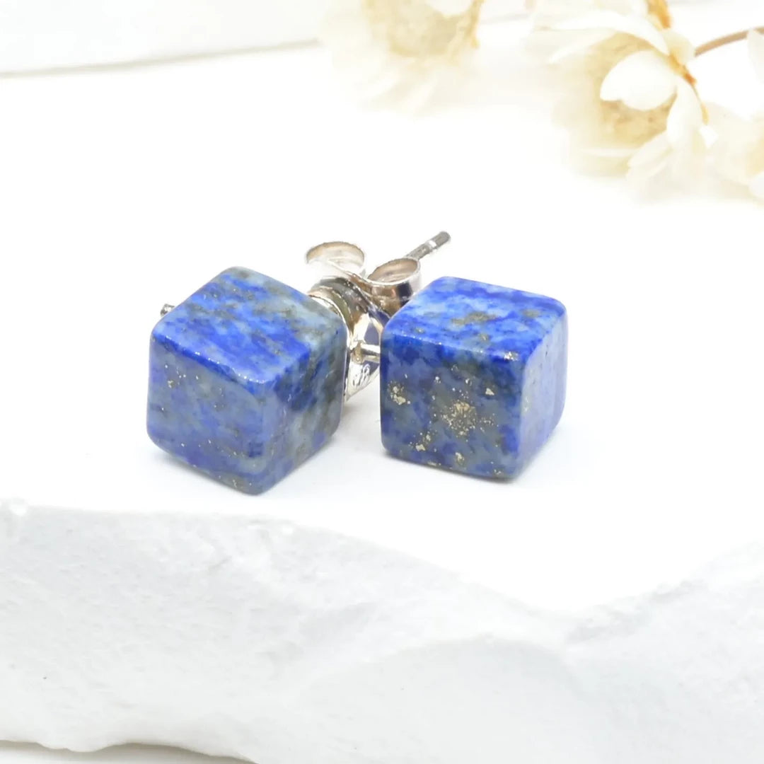 Boucles d'oreilles Lapis lazuli argent 925 carrées – Sagesse et Clarté Mentale