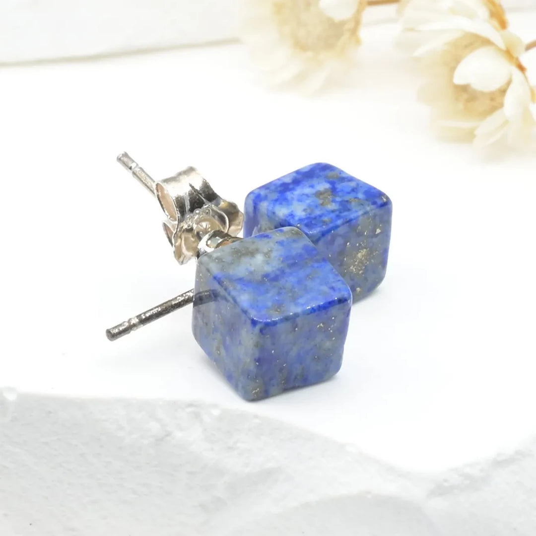Boucles d'oreilles Lapis lazuli argent 925 carrées – Sagesse et Clarté Mentale
