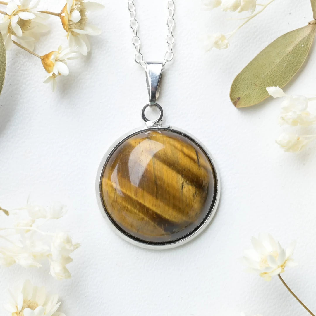 Pendentif rond Oeil de Tigre – Confiance et Protection
