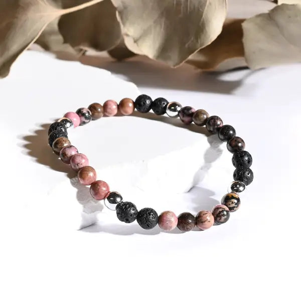 Bracelet "Couple & Libido" Rhodonite, Pierre de Lave