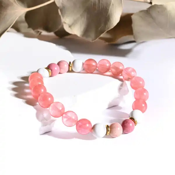 Bracelet "Anti-Stress" Howlite, Quartz Melon, Rhodonite