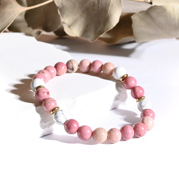 Bracelet "Anti-Stress" Rhodonite et Howlite