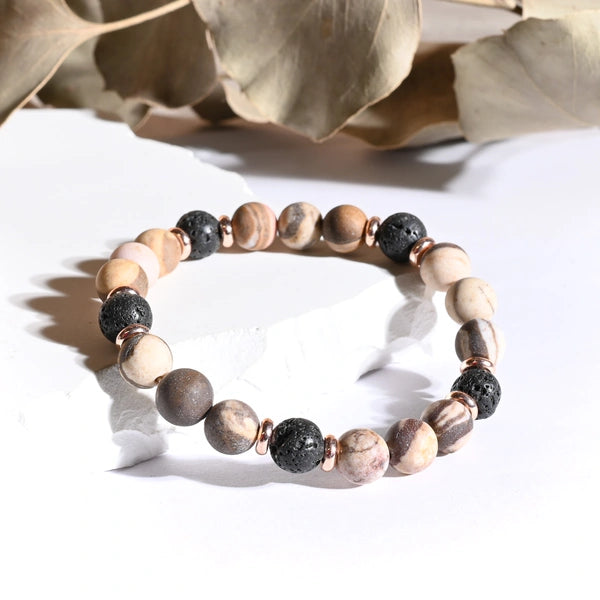 Bracelet "Dépression" Jaspe Brun et Pierre de Lave