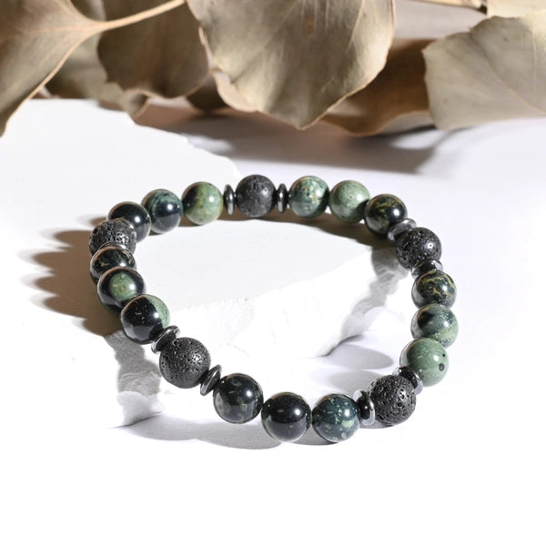 Bracelet "Force" Jaspe Kambaba et Pierre de Lave