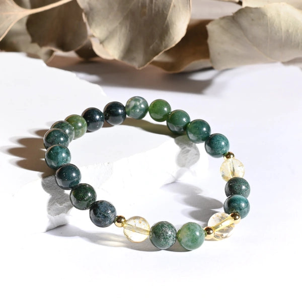 Bracelet "Diabète" en Agate Mousse & Citrine