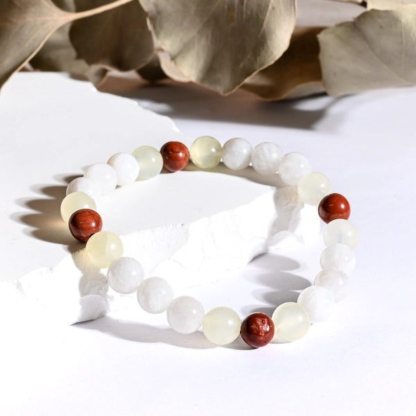 Bracelet "Grossesse" Jade, Jaspe Rouge, Pierre de Lune