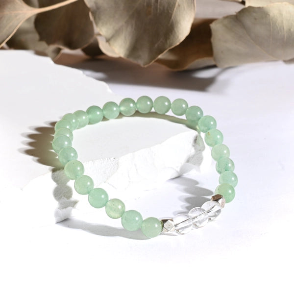 Bracelet "Peau" Aventurine et Cristal de Roche - Aponi