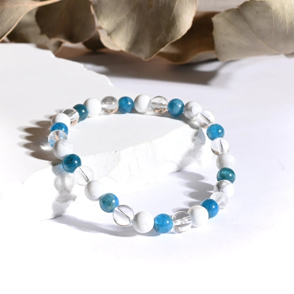 Bracelet "MINCEUR" Apatite, Cristal de Roche, Howlite - Mix