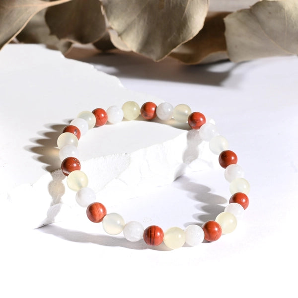 Bracelet "Grossesse" Jade, Jaspe Rouge, Pierre de Lune - Mix