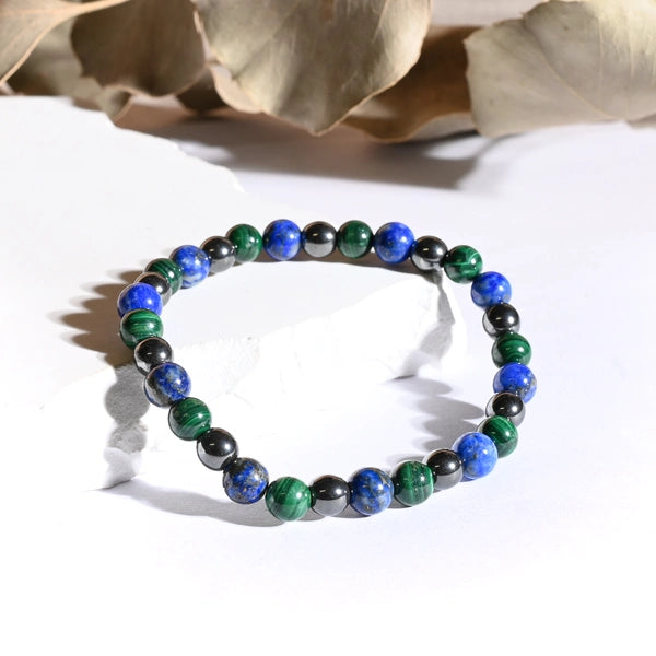 Bracelet "Articulations & Mal de dos" Hématite, Lapis Lazuli, Malachite - Mix