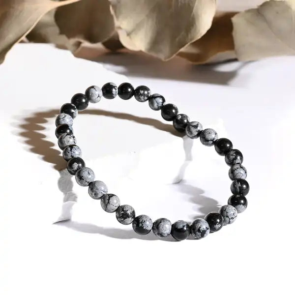 Bracelet Obsidienne Flocon de Neige – Sérénité et Protection