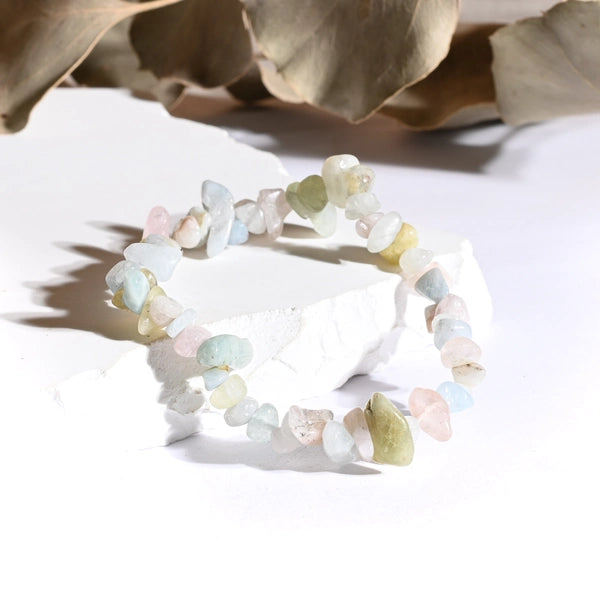 Bracelet baroque Aigue Marine et Morganite – Sérénité et Amour Inconditionnel