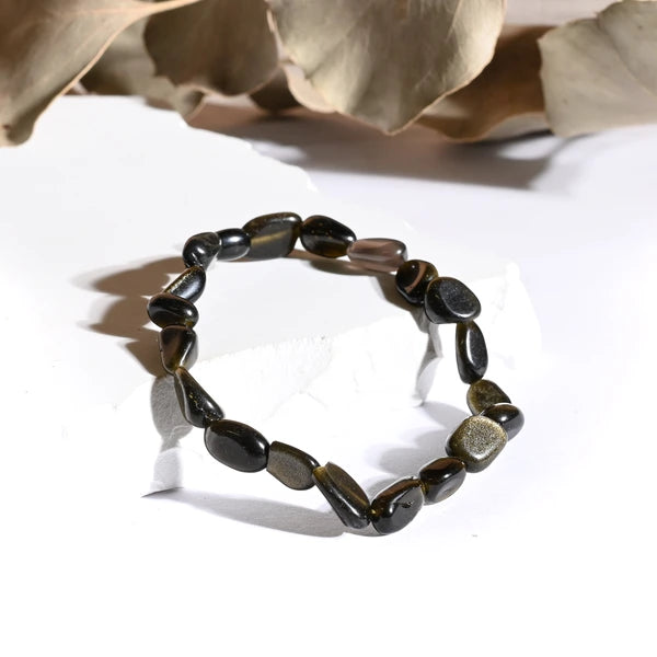 Bracelet roulé Obsidienne dorée – Protection et Clarté Mentale