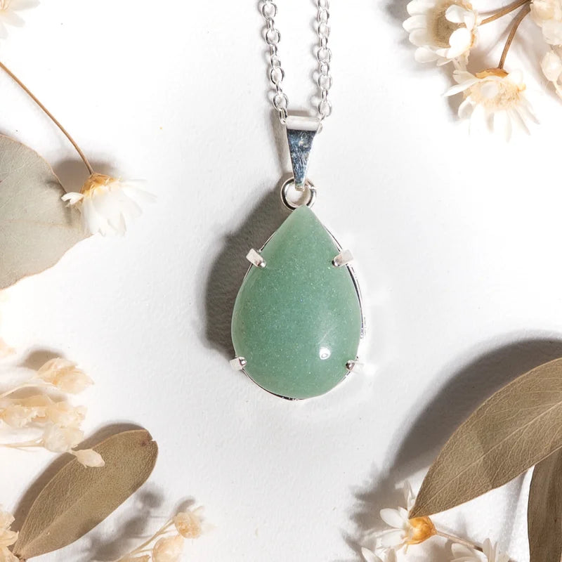 Pendentif goutte et argent 925 Aventurine – Prospérité et Équilibre Intérieur