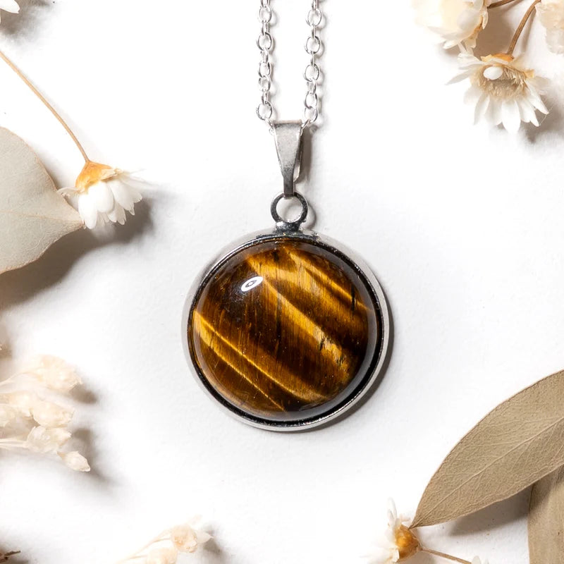 Pendentif rond Oeil de Tigre – Confiance et Protection