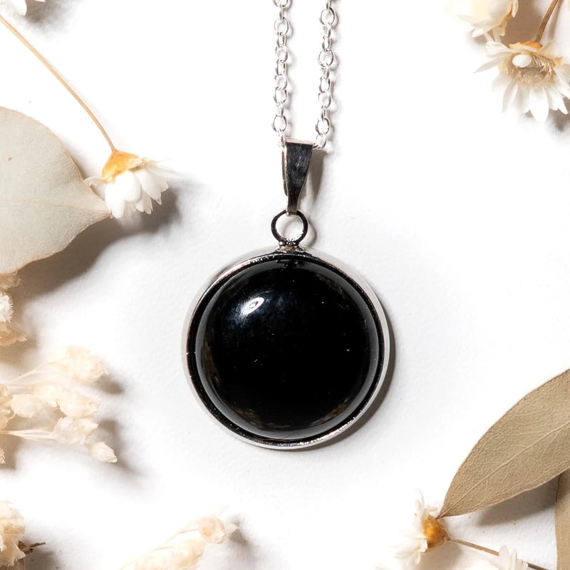 Pendentif rond Onyx (Agate Noire) – Protection et Stabilité