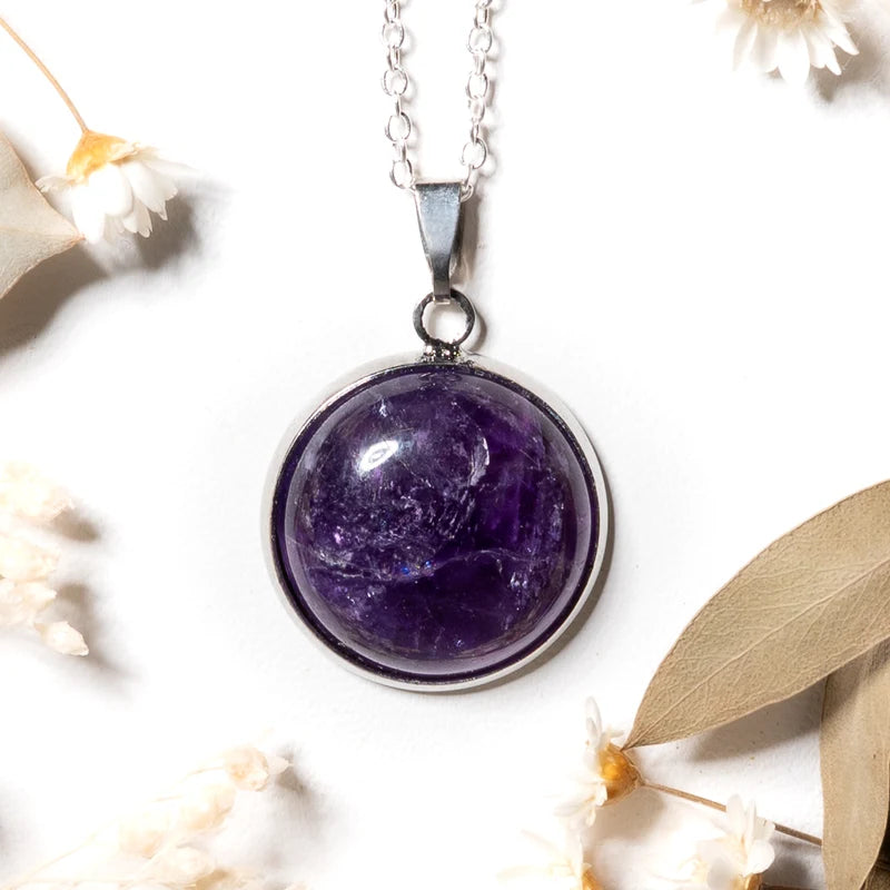 Pendentif rond Améthyste – Sérénité et Protection Spirituelle