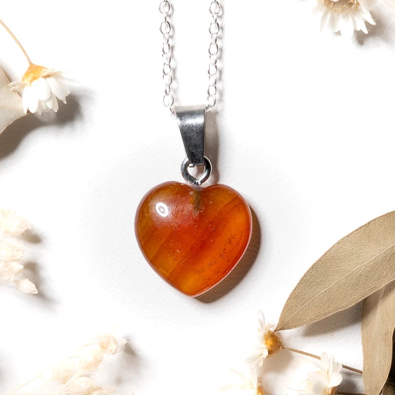 Pendentif coeur Cornaline – Vitalité et Créativité