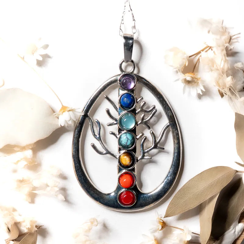 Pendentif 7 chakras - Arbre de vie