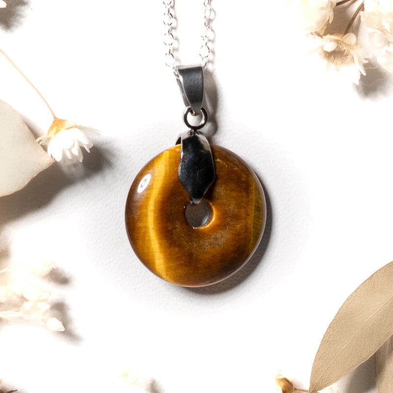 Pendentif donut Oeil de Tigre – Confiance et Protection