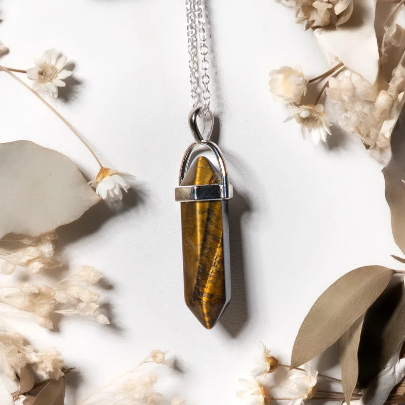 Pendentif pointe Oeil de Tigre – Confiance et Protection