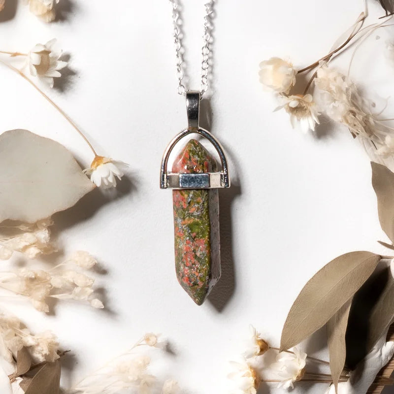 Pendentif pointe Unakite – Équilibre et Croissance Personnelle