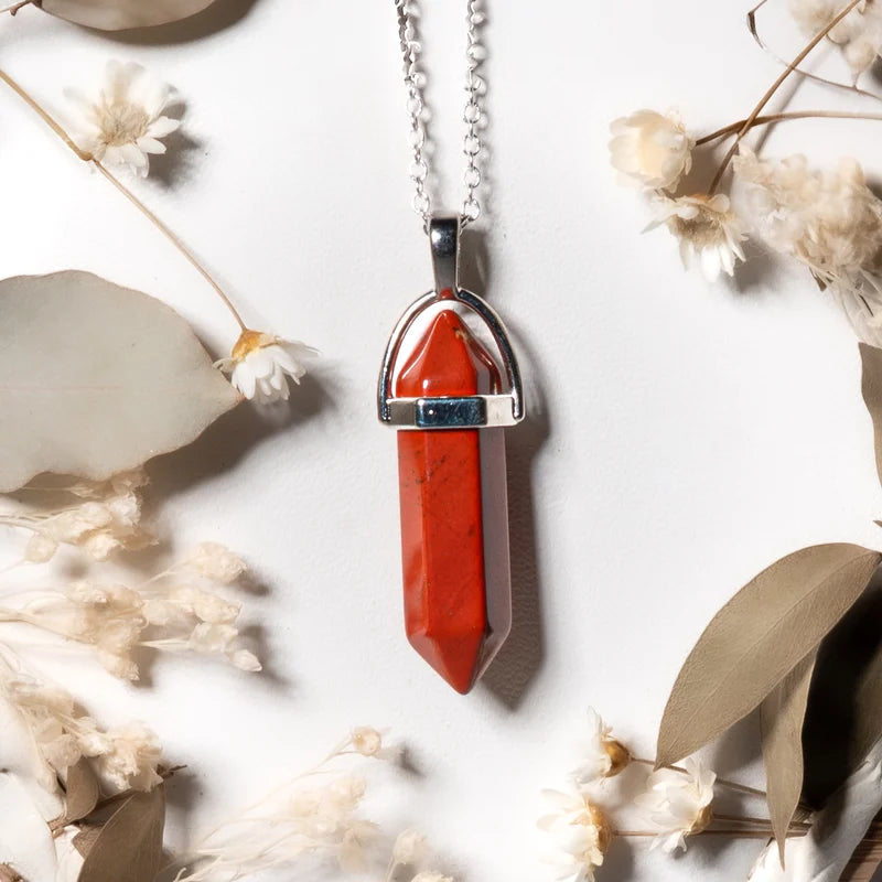 Pendentif pointe Jaspe Rouge – Force, Passion et Vitalité
