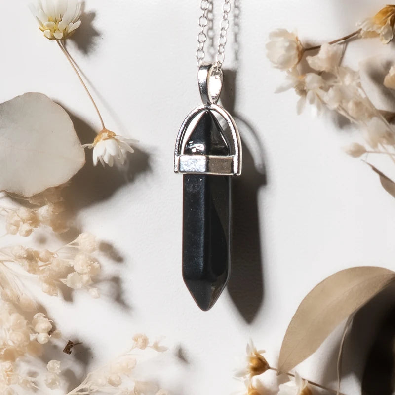 Pendentif pointe Onyx (Agate Noire) – Protection et Stabilité