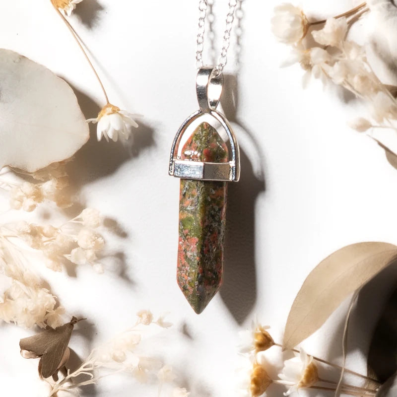 Pendentif pointe Unakite – Équilibre et Croissance Personnelle