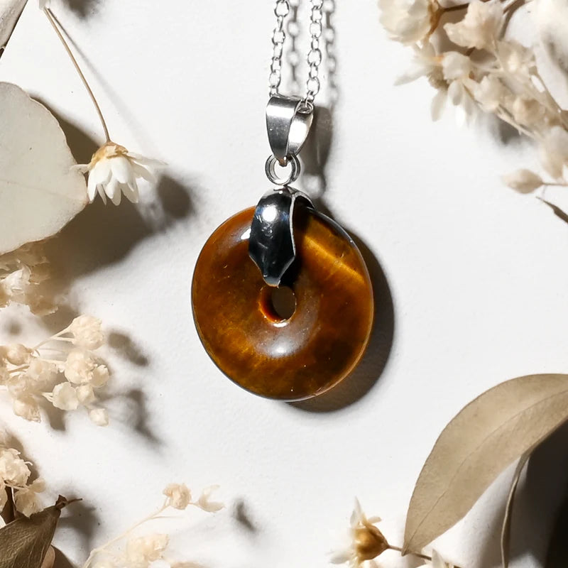 Pendentif donut Oeil de Tigre – Confiance et Protection