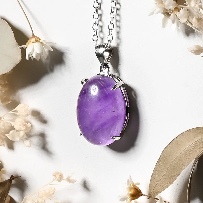 Pendentif oval Améthyste – Sérénité et Protection Spirituelle