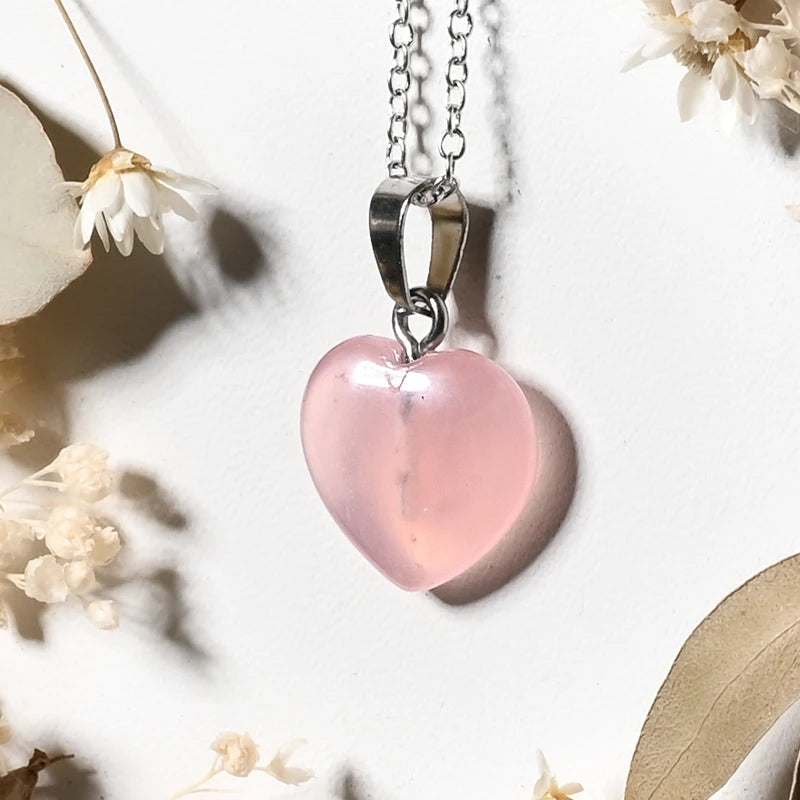 Pendentif coeur Quartz Rose – Amour et Guérison Émotionnelle