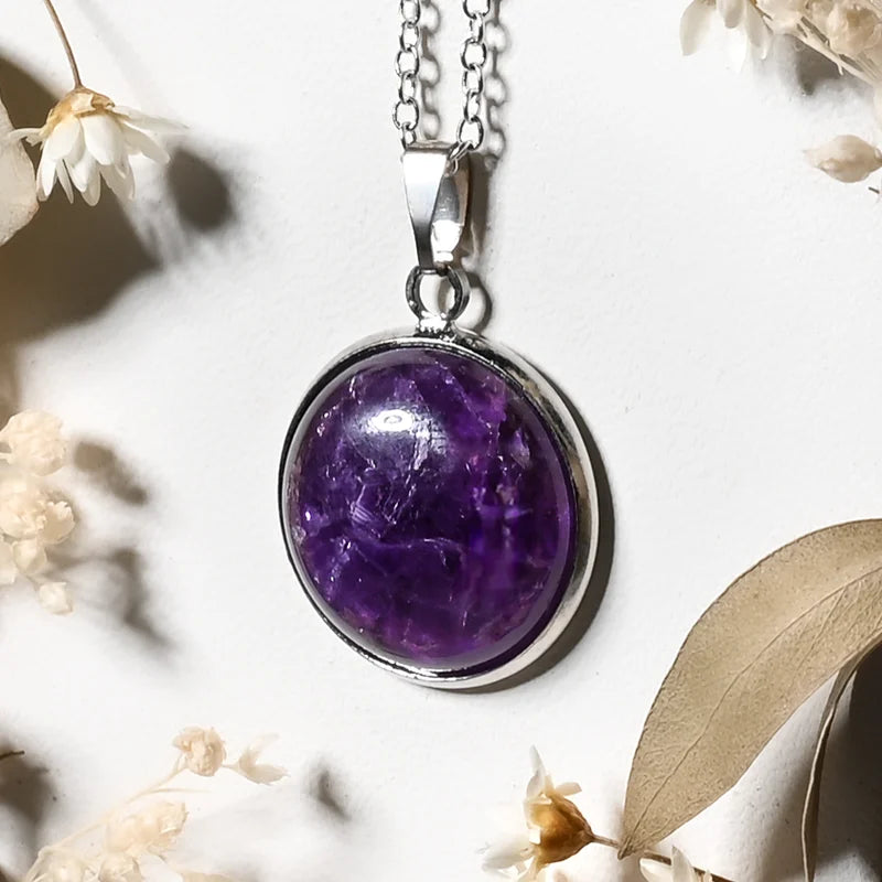 Pendentif rond Améthyste – Sérénité et Protection Spirituelle