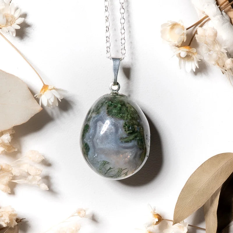 Pendentif roulé Agate Mousse – Croissance Personnelle et Connexion Naturelle