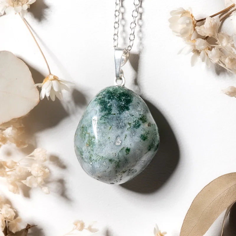 Pendentif roulé Agate Arbre – Équilibre, Vitalité et Protection Énergétique