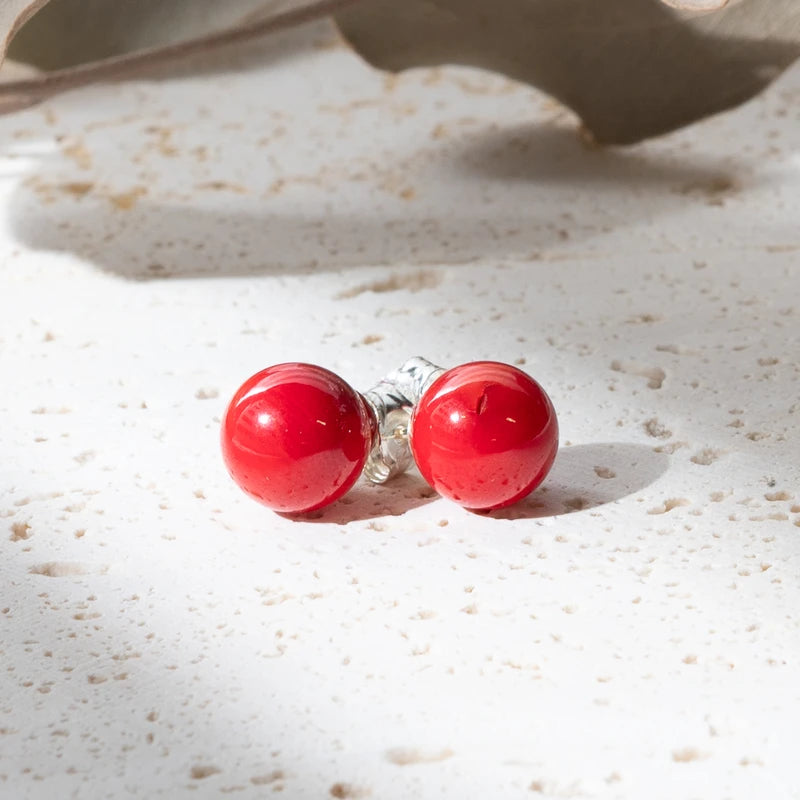 Boucles d'oreilles Corail argent 925 rondes – Protection et Vitalité