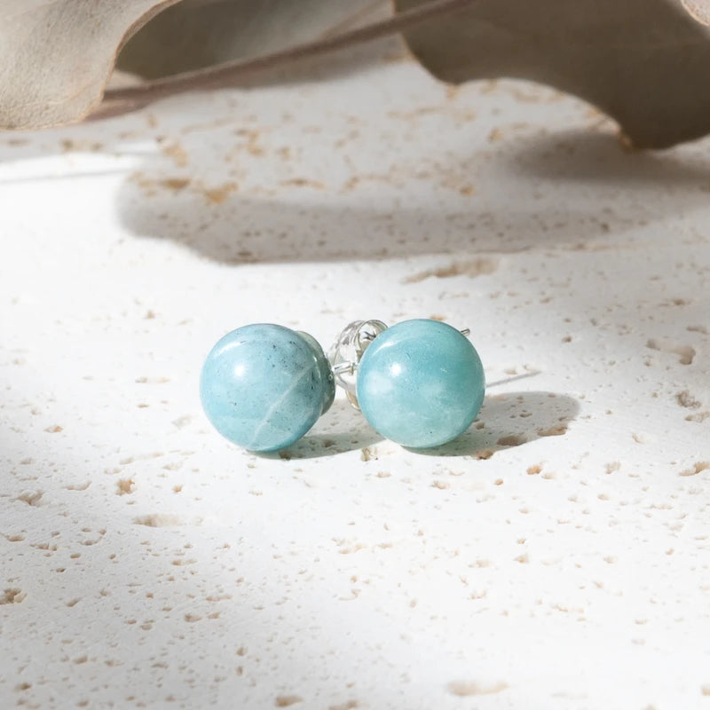 Boucles d'oreilles Amazonite argent 925 rondes – Calme Intérieur et Équilibre Énergétique