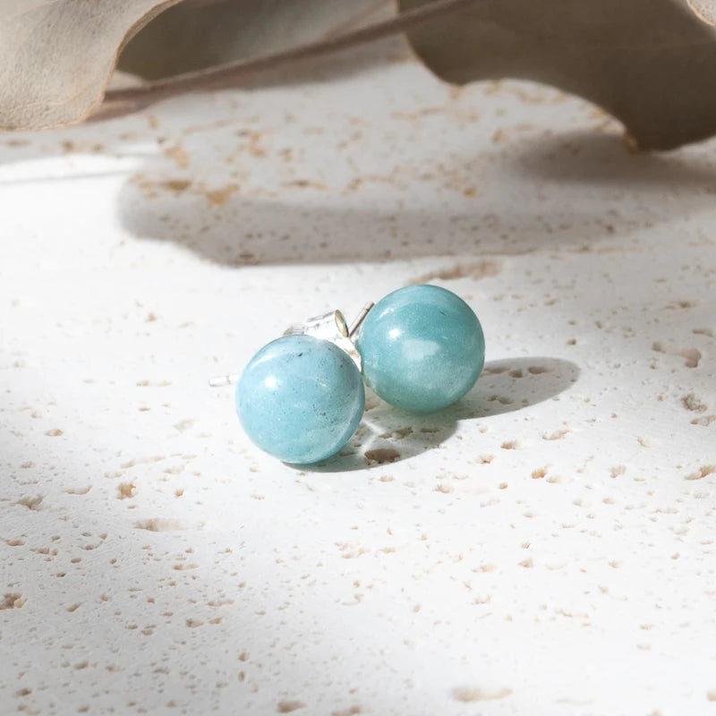 Boucles d'oreilles Amazonite argent 925 rondes – Calme Intérieur et Équilibre Énergétique