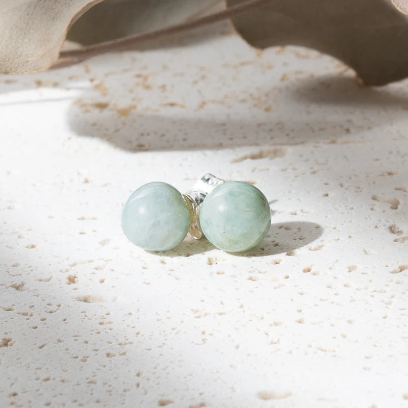 Boucles d'oreilles Aigue Marine argent 925 rondes – Sérénité et Communication Claire