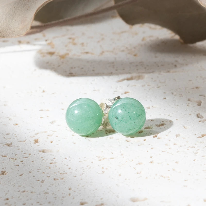 Boucles d'oreilles Aventurine argent 925 rondes– Prospérité et Équilibre Intérieur