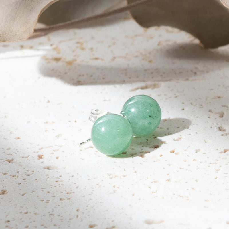 Boucles d'oreilles Aventurine argent 925 rondes– Prospérité et Équilibre Intérieur