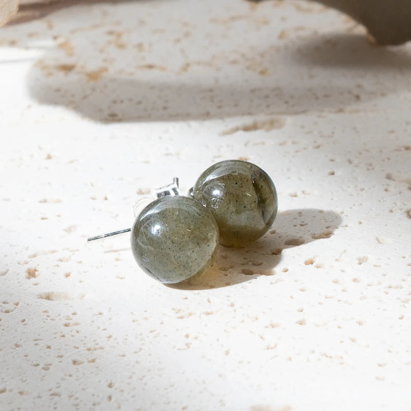 Boucles d'oreilles Labradorite argent 925 rondes – Protection et Transformation